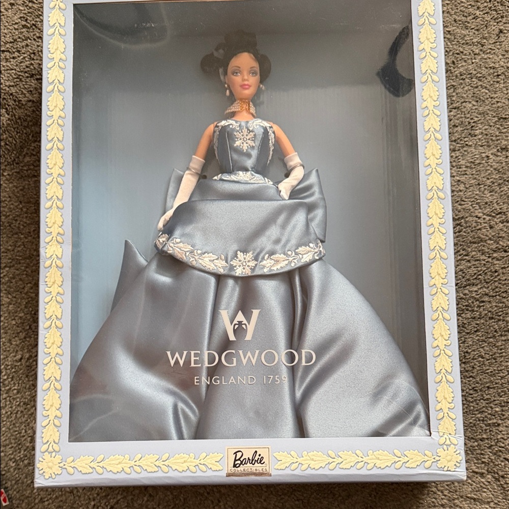 Wedgwood Barbie in Elegant Gray and White Gown